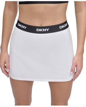 DKNY Sport Logo-waistband Balance Compression Skort - White