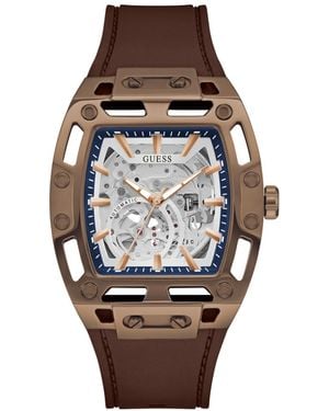Guess Quartz Silicone Watch 43 Mm X 42 Mm - Brown