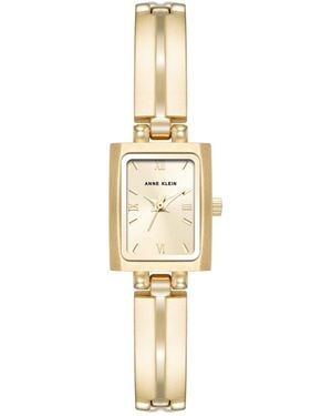 Anne Klein Quartz Rectangle Gold-tone Alloy Metal Bracelet Watch 16mm X 20mm - Metallic