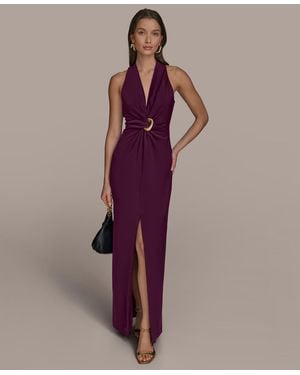 Donna Karan V-neck Sleeveless Dress - Purple