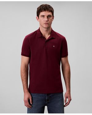 Calvin Klein Regular-fit Smooth Cotton Monogram Logo Polo Shirt - Red