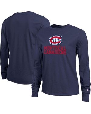 Champion Montreal Canadiens Wordmark Lockup Long Sleeve T-shirt - Blue