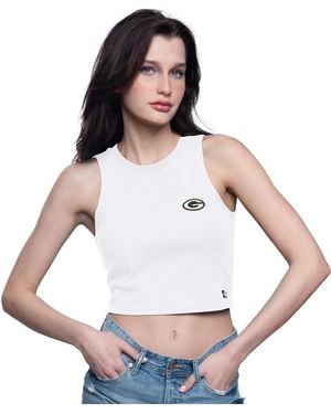 Starter Green Bay Packers Show Up Cropped Tank Top - White