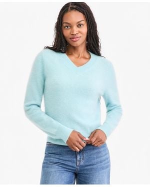 On 34th Brushed Cashmere V-neck Sweater - Blue