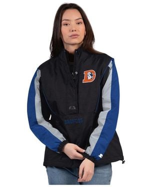 Starter Black/navy Denver Broncos Thursday Night Gridiron Half-zip Jacket - Blue