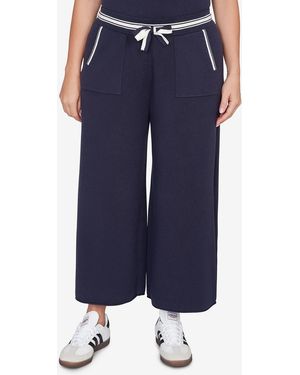 Ruby Rd. Plus Size Wide Leg Cropped Lounge Pants - Blue