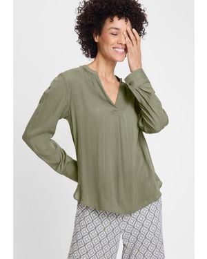 Olsen Sparkle Stripe Tunic Blouse - Green