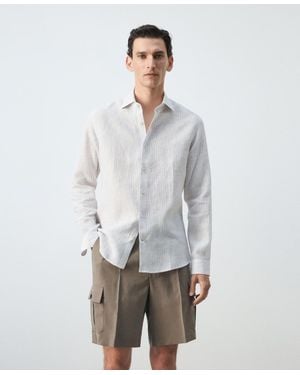 Mango Linen Slim-fit Shirt - White
