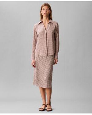 Calvin Klein Printed Button Down Shirt Printed Midi Skirt - Brown