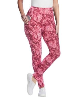 Woman Within Within Stretch-cotton Knit Pull-on Pocket leggings - Pink