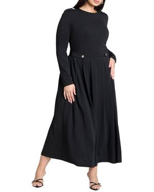 Eloquii Plus Size Eupalette Dress With Pleats - Black
