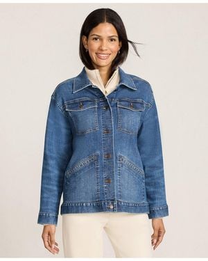 Lands' End Oversized Denim Trucker Jacket - Blue