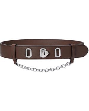 Ralph Lauren Logo Flip-lock Chain-embellished Wide Leather Belt - Brown