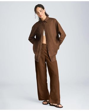 Kenneth Cole Pull-on Wide-leg Pants - Brown