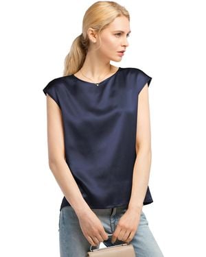 LILYSILK Basic Cap Sleeves Silk Tee - Blue
