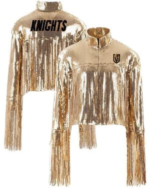Cuce Vegas En Knights Cropped Sequin Fringe Jacket - Metallic