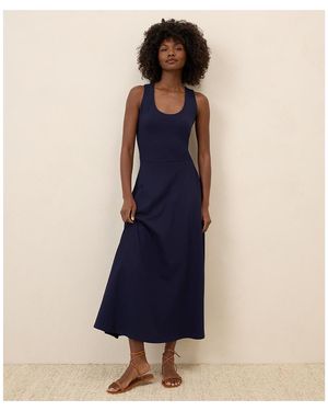 Pact Organic Cotton Fit & Flare Open Back Maxi Dress in Black | Lyst