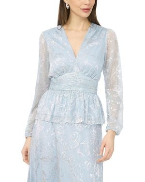 Msk V-neck Long-sleeve Top - Blue