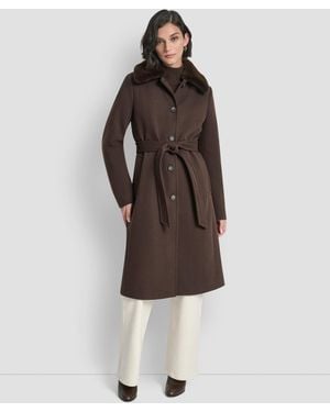 DKNY Single-breasted Pillow Collar Coat - Brown