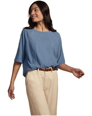 Celtic & Co. Linen Blend Short Sleeve Swing Top - Blue