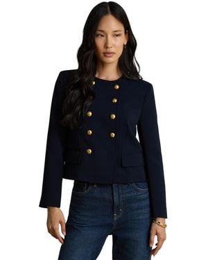 Ralph Lauren Sable Crepe Double-breasted Cropped Jacket - Blue
