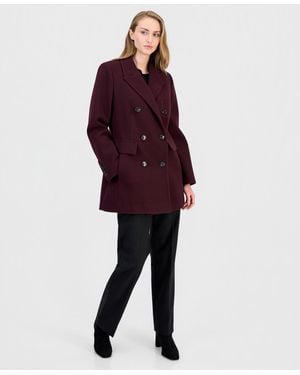 Anne Klein Double-breasted Peacoat - Purple