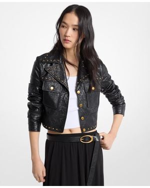 Michael Kors Studded Notch Collar Jacket - Black