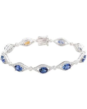SUZY LEVIAN NEW YORK Suzy Levian Sterling Silver Oval-cut Sapphire & Created White Sapphire Tennis Bracelet