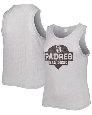 Soft As A Grape San Diego Padres Plus Size High Neck Tri-blend Tank Top - Gray