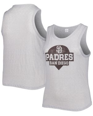 Soft As A Grape San Diego Padres Plus Size High Neck Tri-blend Tank Top - Gray