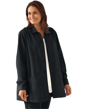Woman Within Plus Size Within Pleat-back Denim Jacket - Blue