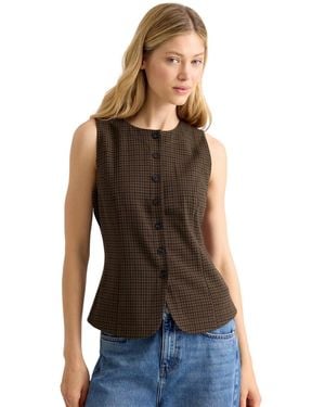 Albaray Tailored Gingham Waistcoat - Brown