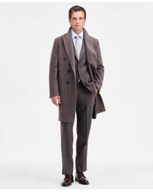 Calvin Klein Classic-fit Wool Blend Overcoat - Brown
