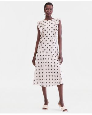 INC International Concepts Ruffle Sleeveless Midi Dress - White