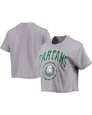 Pressbox Michigan State Spartans Edith Vintage-like Burnout Crop T-shirt - Gray