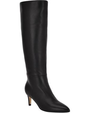 Calvin Klein Garray Pointy Toe Stiletto Heel Knee High Dress Boots - Black
