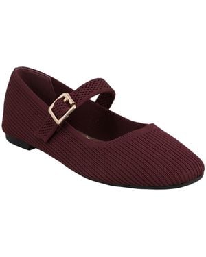 MIA Mary Jane Strap Knit Flats - Red