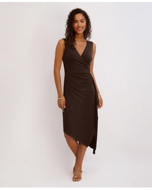 Kensie Asymmetrical Midi Dress - Brown