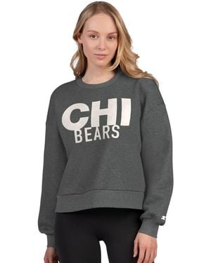 Starter Chicago Bears Show Up Cropped Fleece Pullover Sweatshirt - Gray