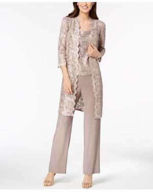 R & M Richards 3-pc. Sequined Lace Pantsuit & Jacket - Multicolor