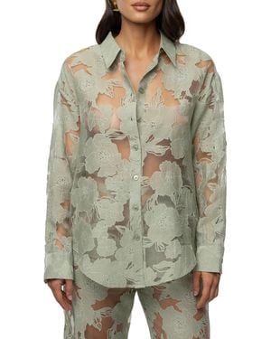 JLUXLABEL Organza Floral Blouse - Green