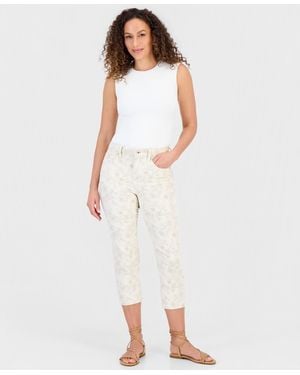 Style & Co. Petite Printed High-rise Cropped Jeans - White