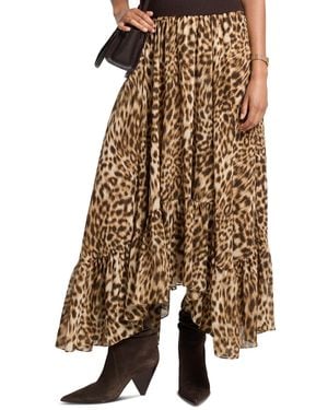 Michael Kors Michael High-low Leopard-print Skirt - Natural