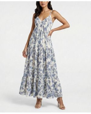 Taylor Floral V-neck A-line Dress - Blue