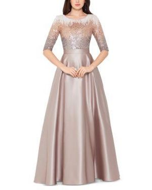 Betsy & Adam Betsy Adam Embellished Satin Gown - Purple