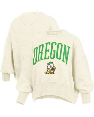 Pressbox Oregon Ducks Oversized Waist-length Crewneck Sweatshirt - Natural