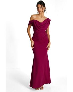 Quiz Chiffon Cowl Neck Maxi Dress - Red
