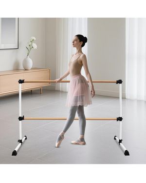 Zeny Solid Wood Ballet Barre With Adjustable Range For Dance Practice - White