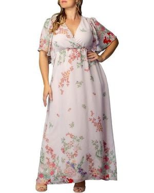 Kiyonna Plus Size Catalina Border Print Gown - Black