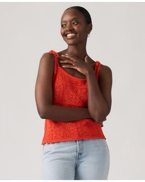 Levi's Abbey Tie-shoulder Crochet Tank Top - Red